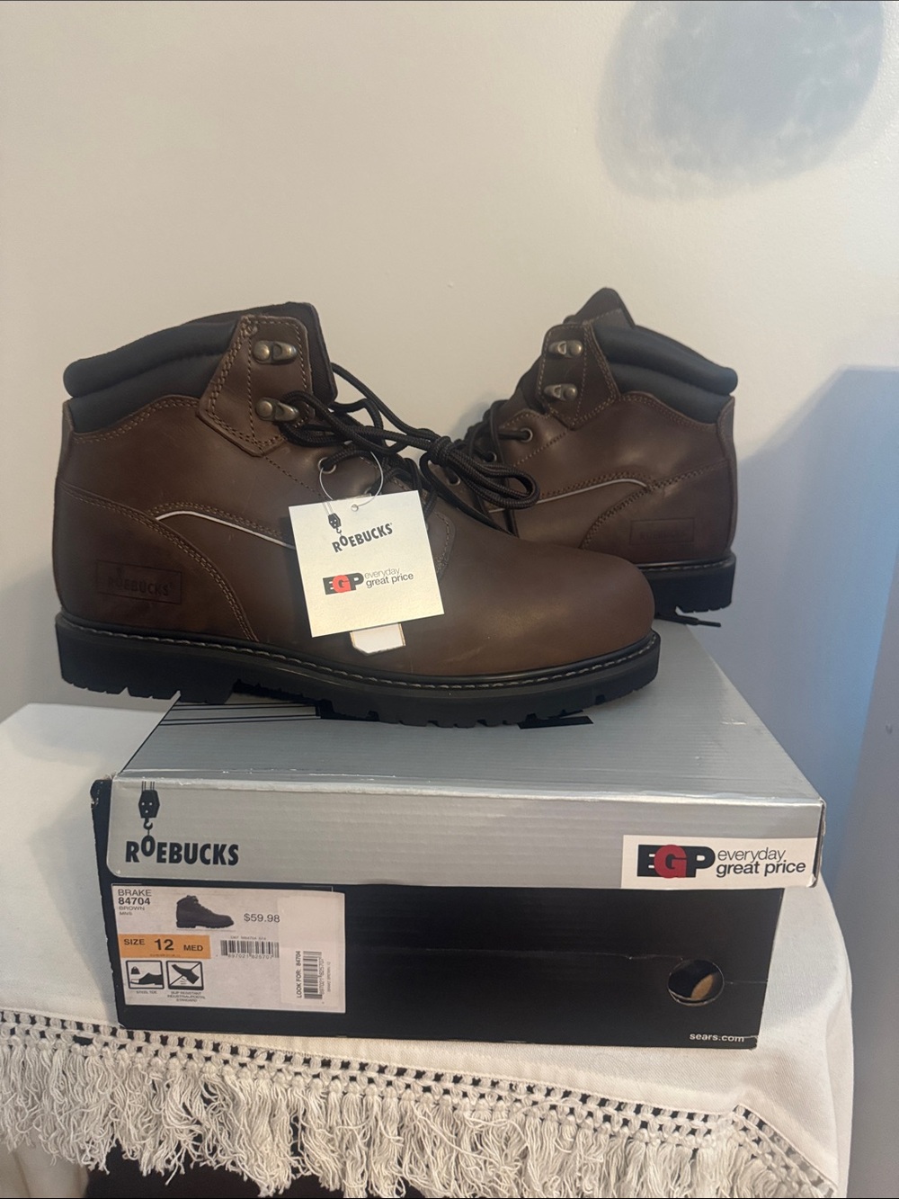 Vintage Sears Roebucks Men’s Brown Leather Steel Toe Boot